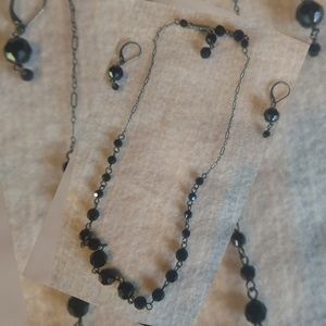 Black Swarovski Crystal Necklace/earrings